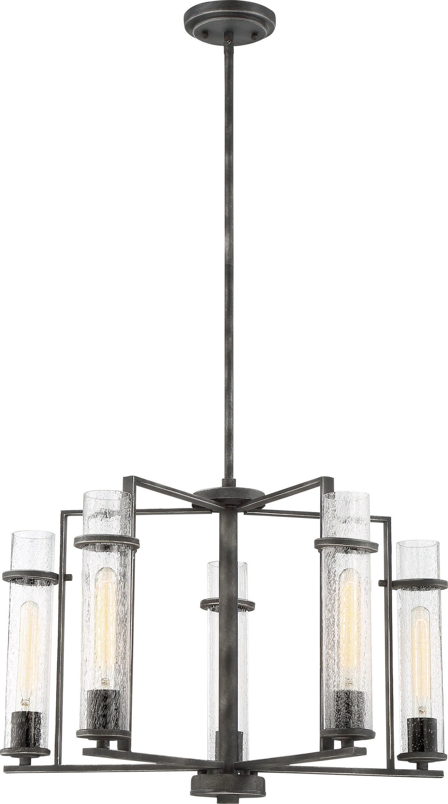 Donzi 5-Light Hanging Mounted Chandelier Light Fixture in Iron Black Finish