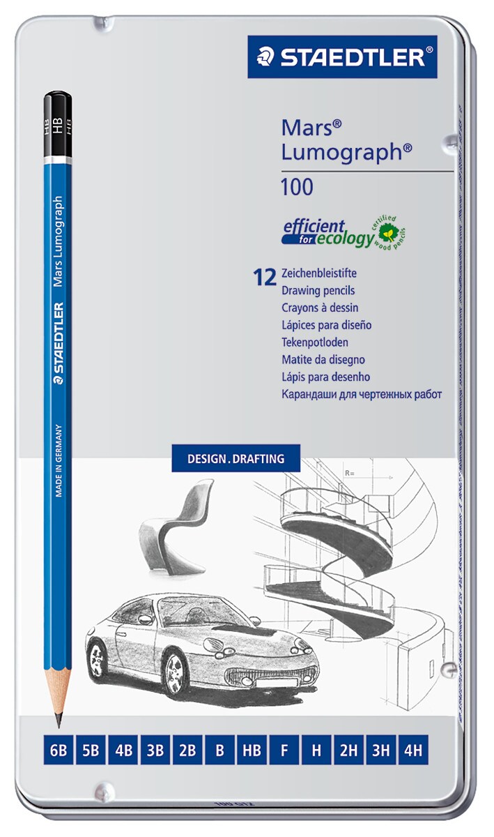 Staedtler Lumograph Pencil Set, 12-Pencils, Medium Degrees