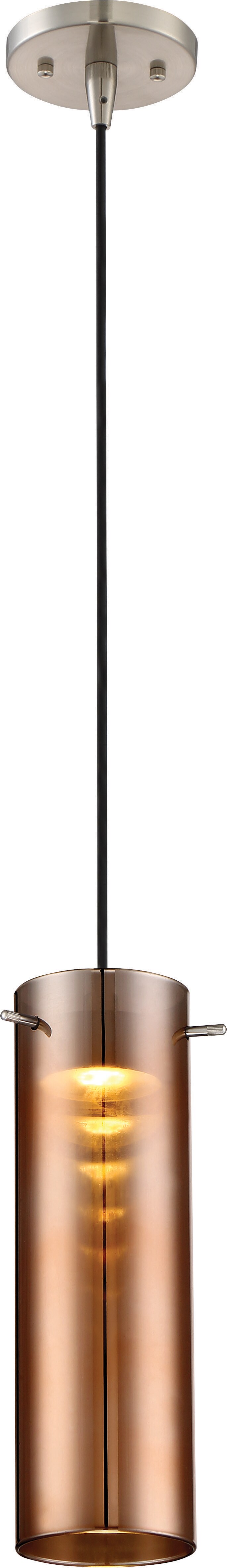 Nuvo Pulse 1-Light LED Mini Pendant w/ Antiqued Glass in Brushed Nickel Finish