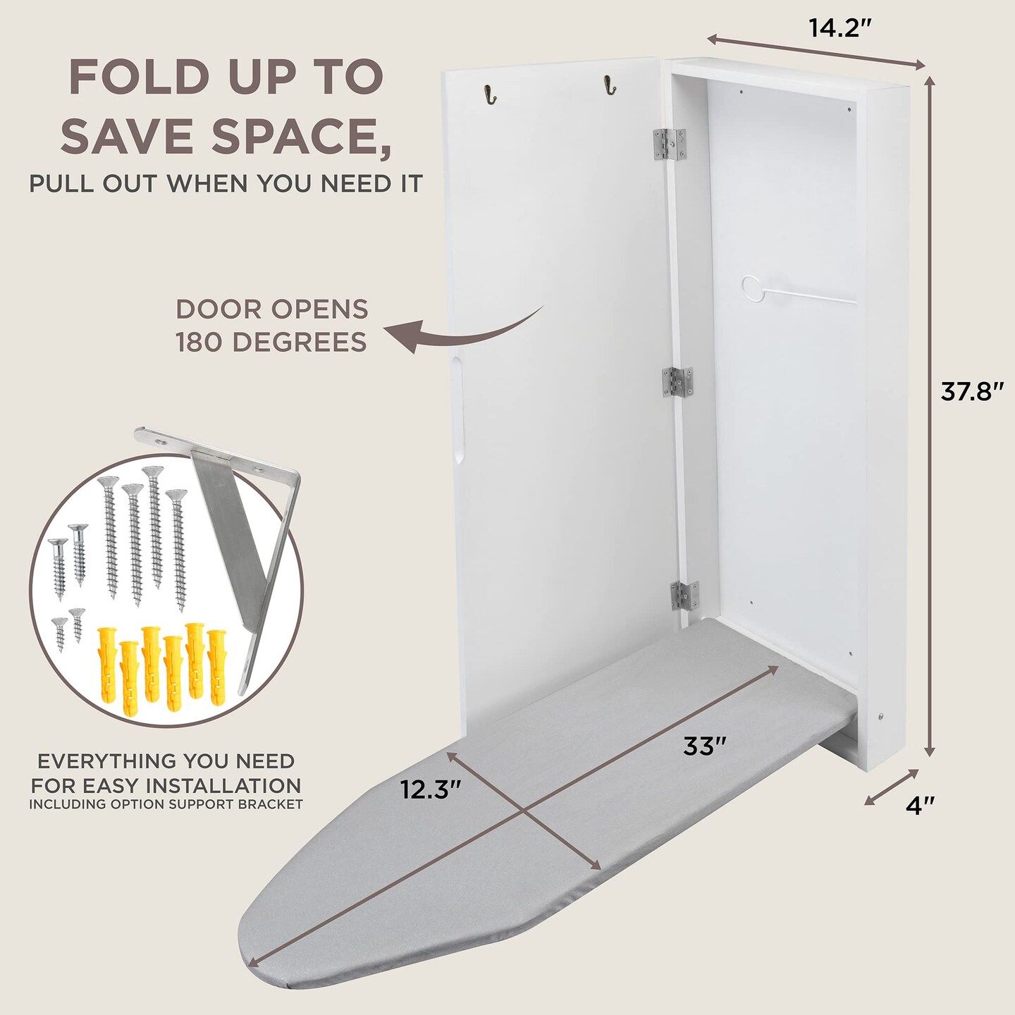 Ivation Foldable Ironing Board Cabinet Wall-Mount