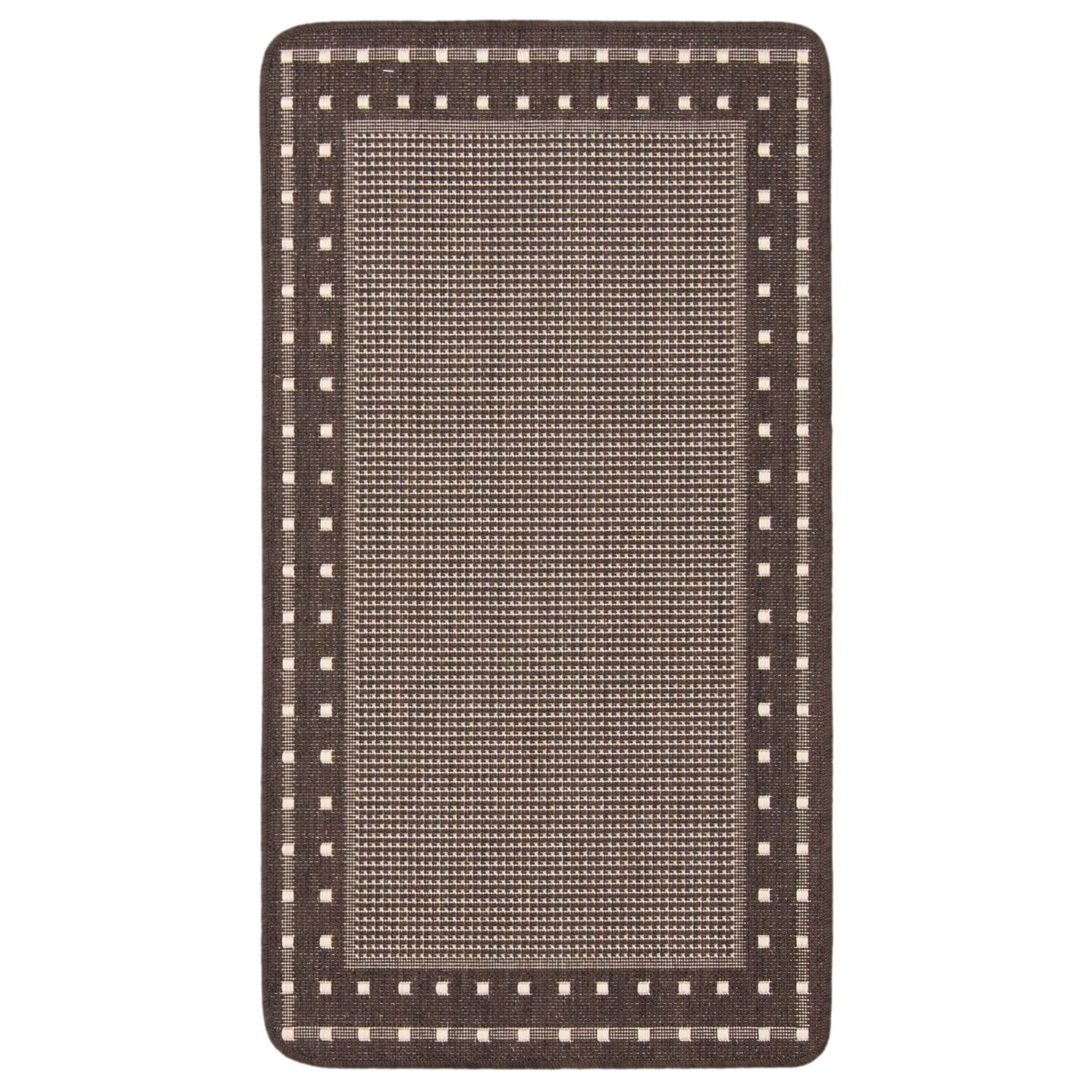 Chaudhary Living 2&#x27; x 4&#x27; Chocolate Brown Bordered Pattern Rectangular Outdoor Area Throw Rug