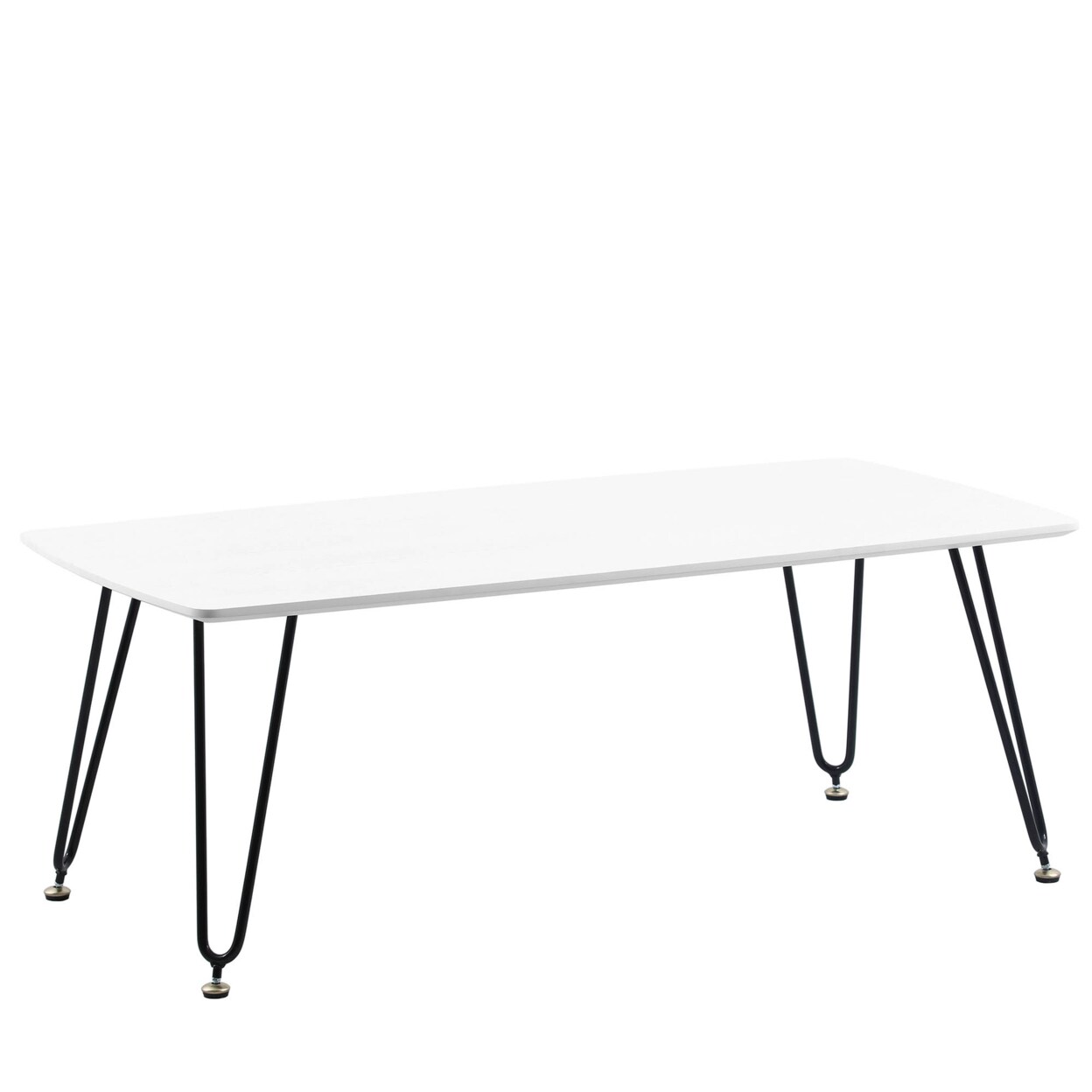 Leisuremod Elmwood Modern Wood Top Coffee Table With Iron Base - White