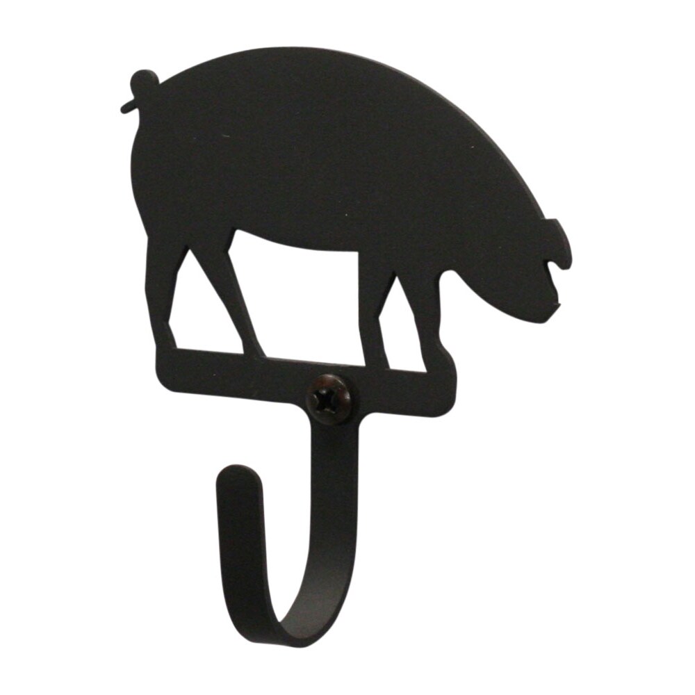 Village Wrought Iron Home Indoor Modern Decorative Black Pig - Wall Hook Small