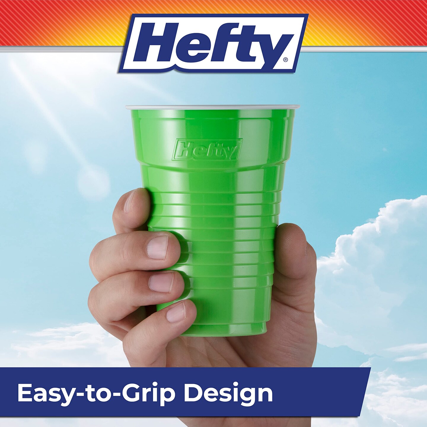 Hefty Disposable Party Cups, Assorted Colors,16 oz, 100 Count pack
