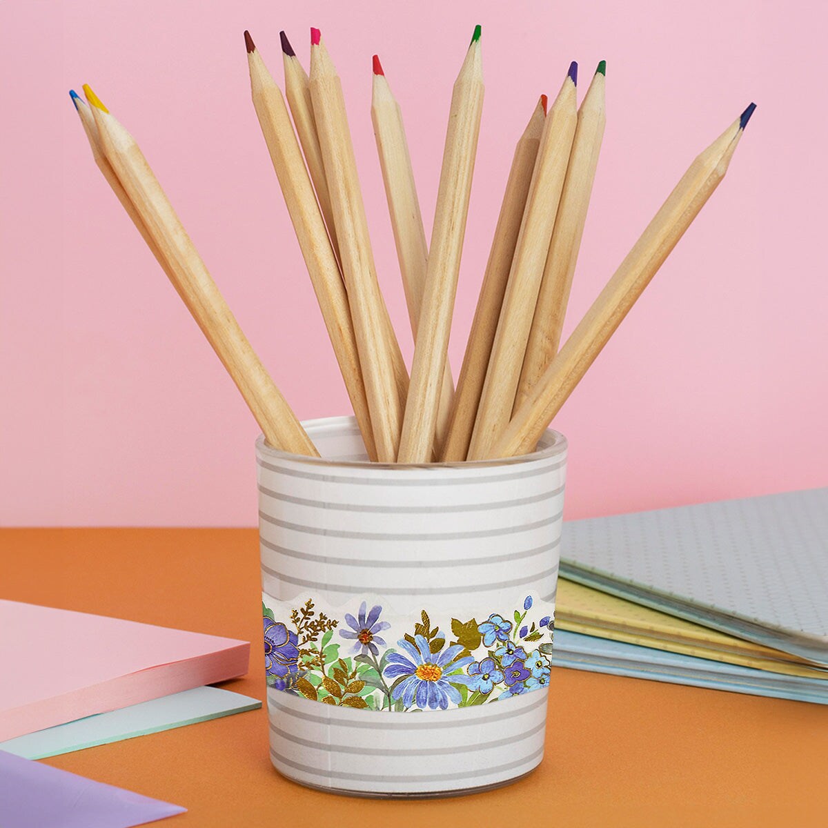 Wrapables Landscape Floral Metallic Gold Foil Washi Tape, 30mm x 3M