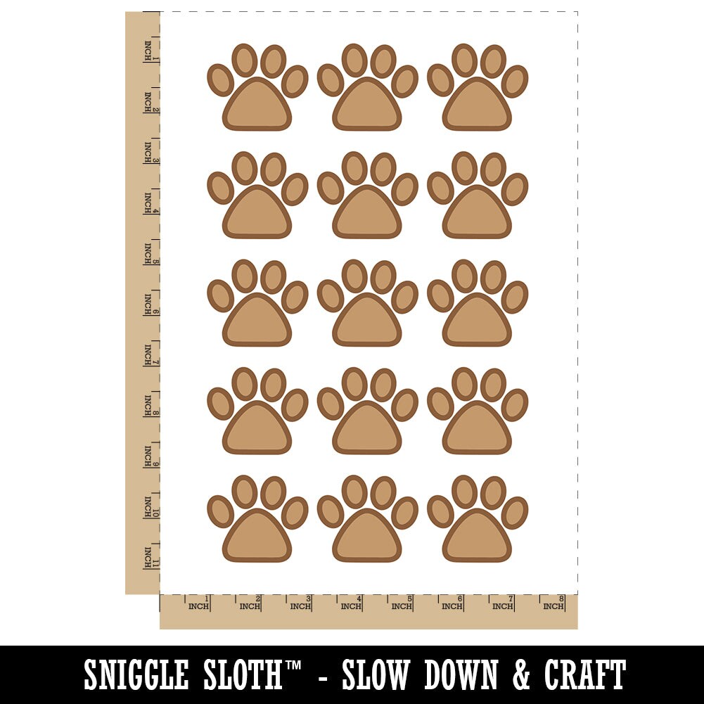 Paw Print Outline Dog Cat Temporary Tattoo Water Resistant Fake Body Art Set Collection (1 Sheet)
