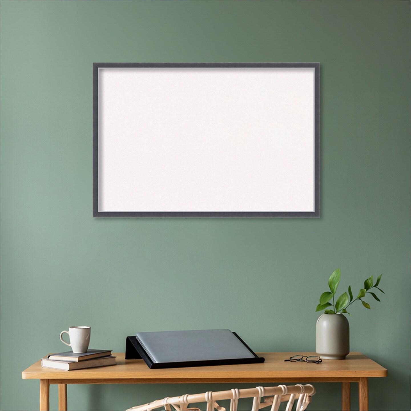 Eva Black Silver Thin Framed Corkboard, White Cork