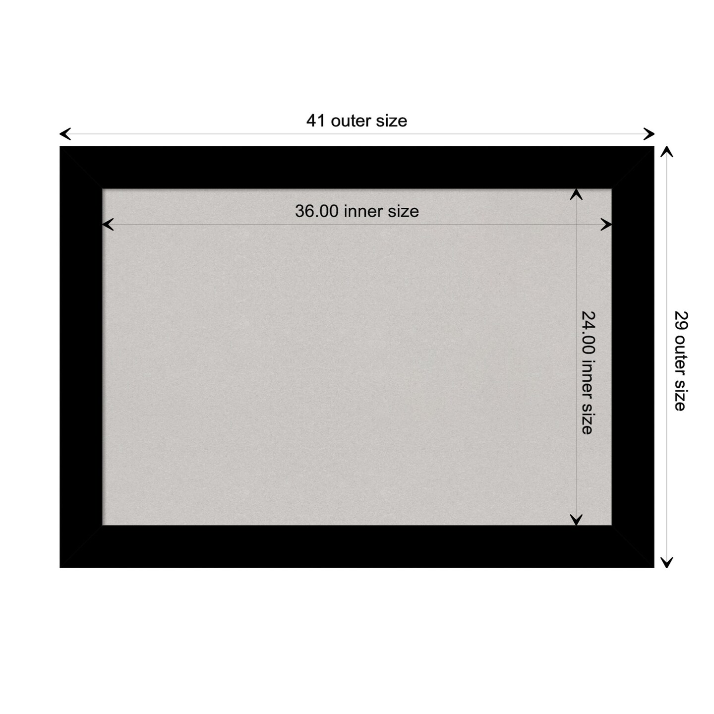 Basic Wood Framed Corkboard, Grey Cork