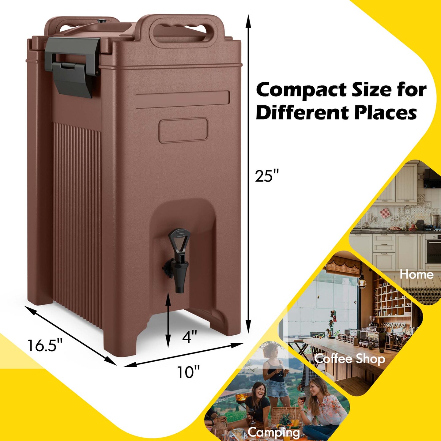 Costway 1/2/3/4 PCS Insulated Beverage Server/Dispenser 5 Gallon Hot &#x26; Cold Drinks with Handles Coffee