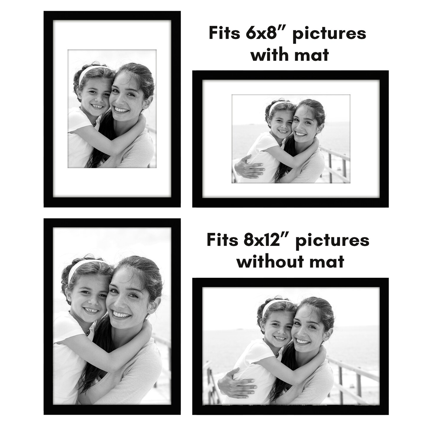 Americanflat Picture Frame Set with Mat - Set of 5 - Photo Frame Set of Five for Wall Display - Plexiglass Cover - Hanging Hardware