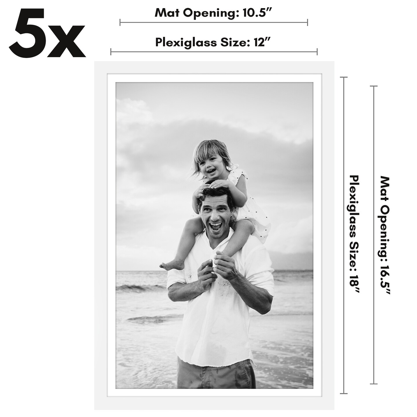 Americanflat Picture Frame Set with Mat - Set of 5 - Photo Frame Set of Five for Wall Display - Plexiglass Cover - Hanging Hardware