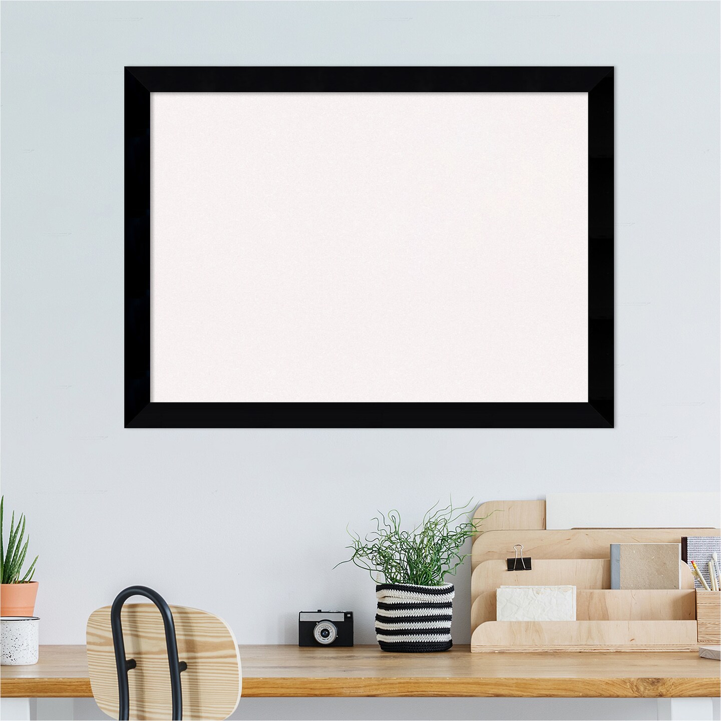 Black Museum Wood Framed Corkboard, White Cork