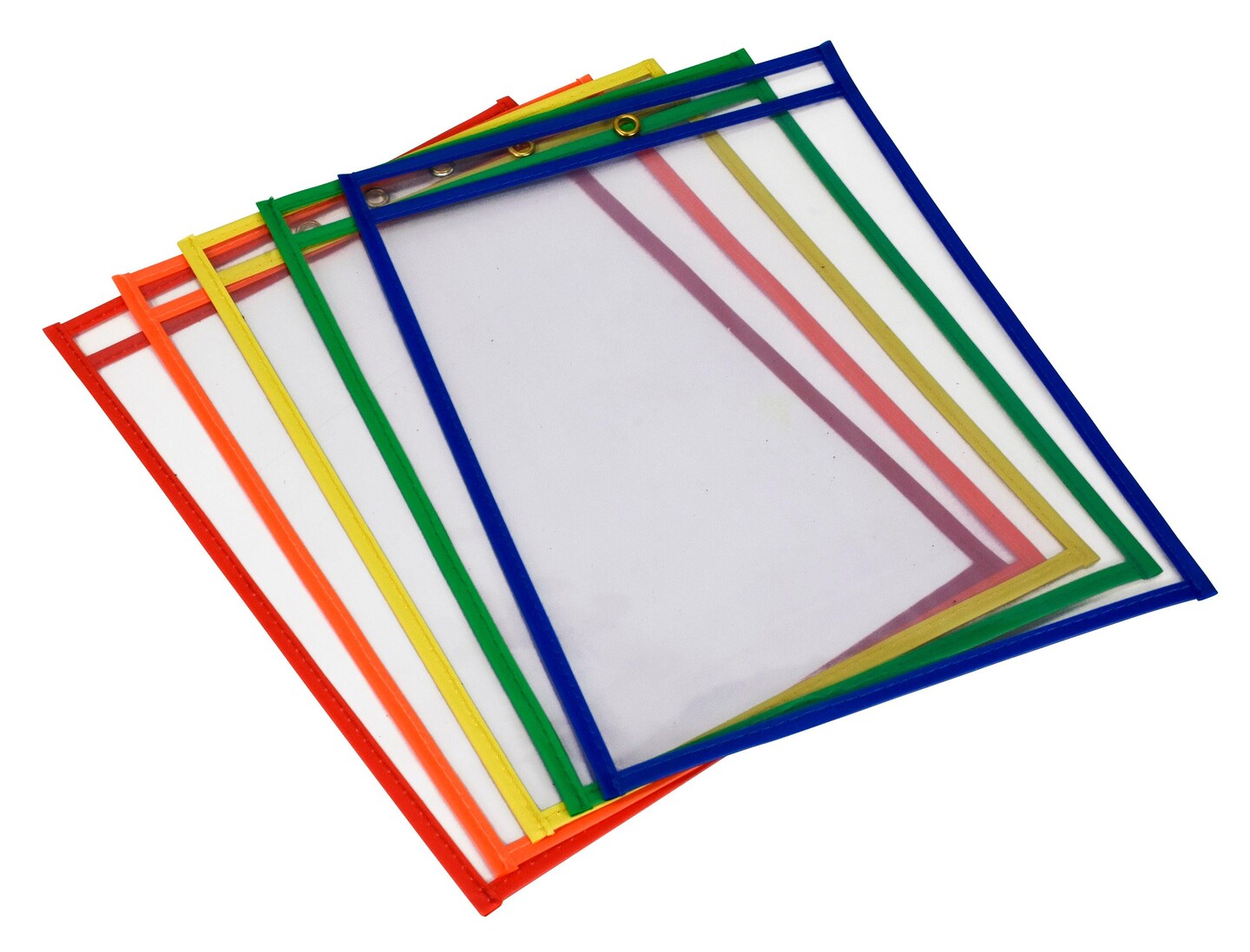School Smart Reusable Dry Erase Pocket Sleeves, 10-1/2 x 13 Inches, Assorted, Set of 25