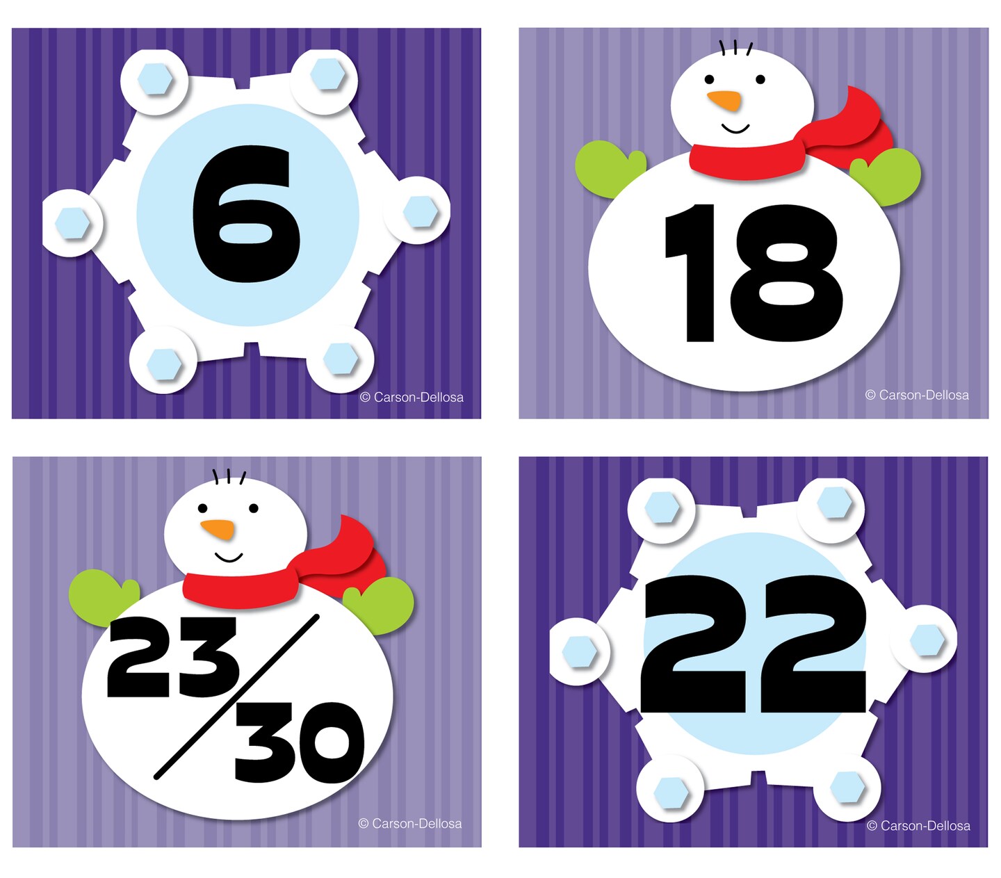 Carson Dellosa 36 Winter Wonderland Classroom Calendar Cover Ups, Double Sided Snowman &#x26; Snowflake Cover Ups for Calendar &#x26; Calendar Pocket Chart, Winter Wonderland Decorations for Wall Calendar