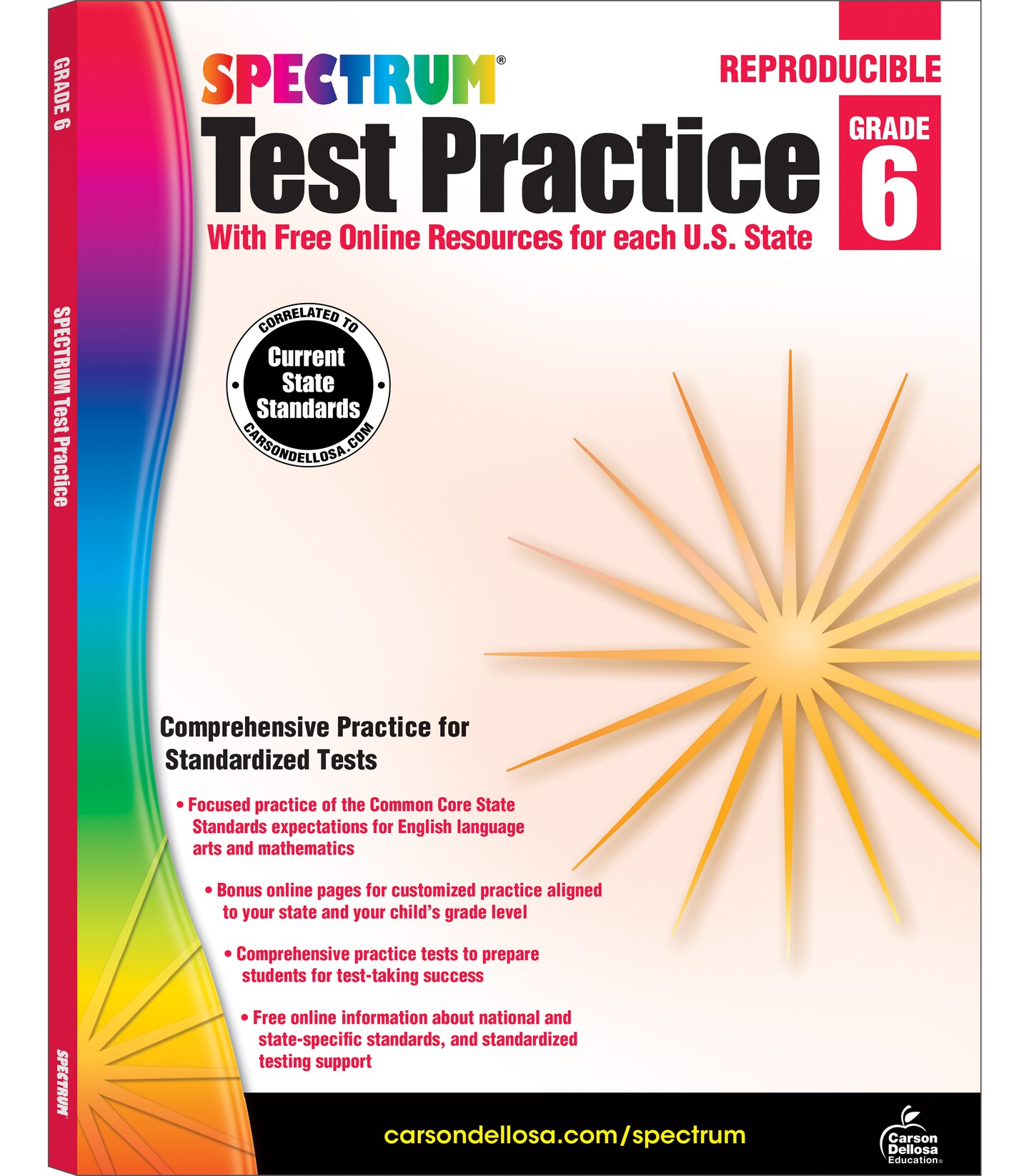 Spectrum Grade 6 Test Practice Workbooks, Ages 10 to 11, Math, Language Arts, and Reading Comprehension 6th Grade Test Practice, Reproducible Book, Vocabulary, Writing, and Math Practice - 160 Pages