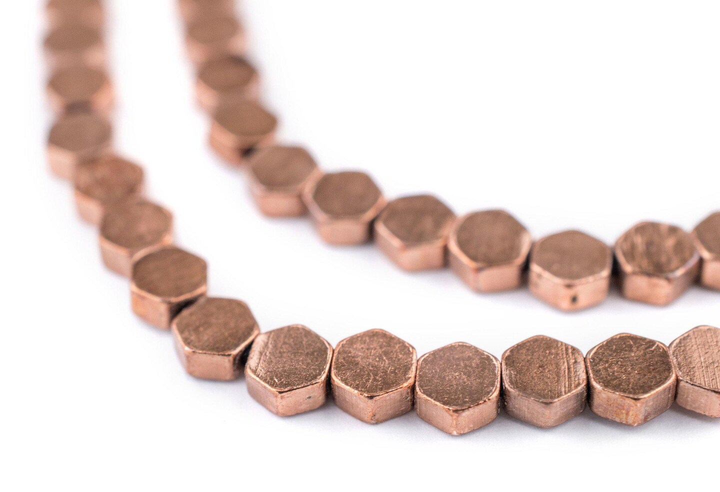 TheBeadChest Copper Hexagon 6mm Beads, Full Strand of Quality Metal Spacers for DIY Jewelry Design