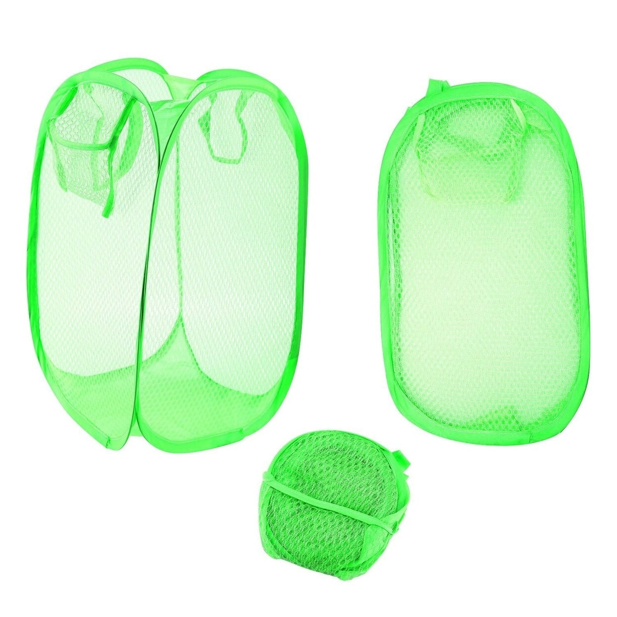 3Pcs Pop Up Laundry Hampers Foldable Mesh Hamper Clothes Laundry Basket Bins With Handles For Storage Kids Room College