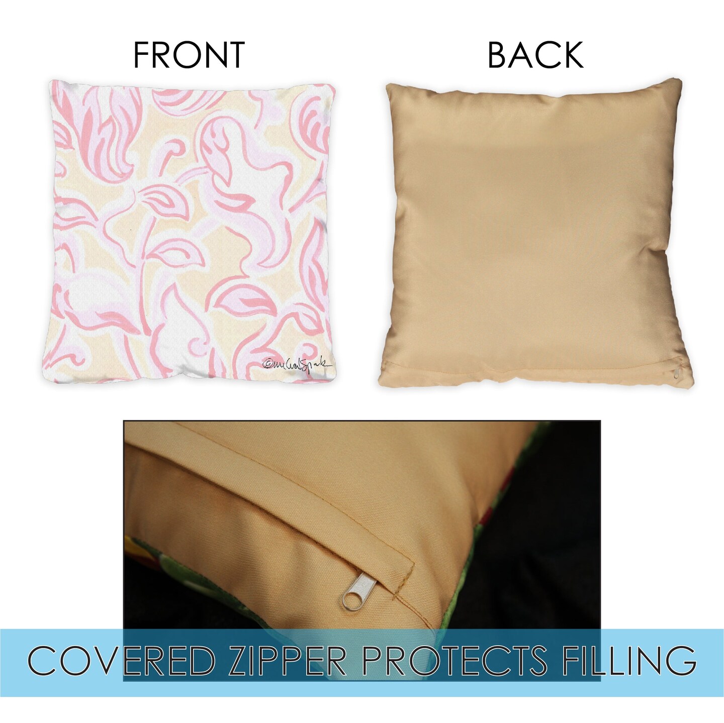 Pink Leaves Decorative Spring Indoor/Outdoor Pillow Cover (set of 2)