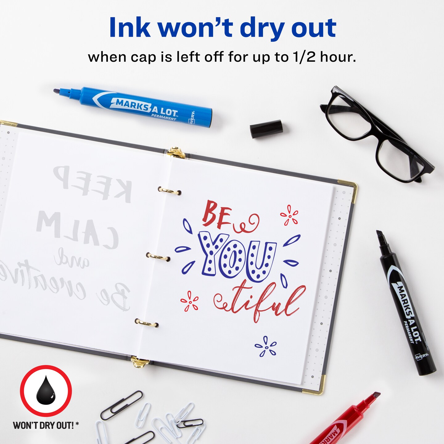 Avery Marks A Lot Permanent Markers Assorted Colors, 24 Large Desk-Style and 3 Pen Style (24426)