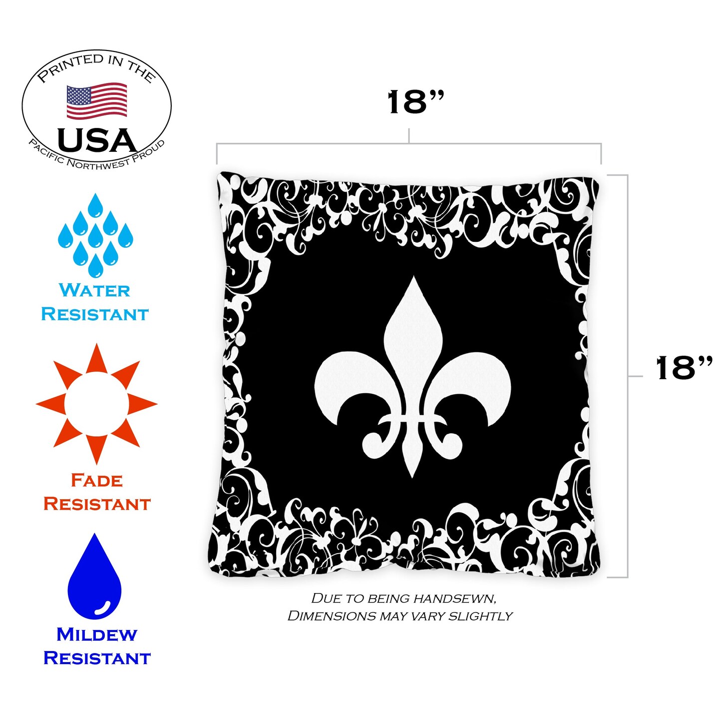 Fleur De-lis Decorative Spring Indoor/Outdoor Pillow Cover (set of 2)