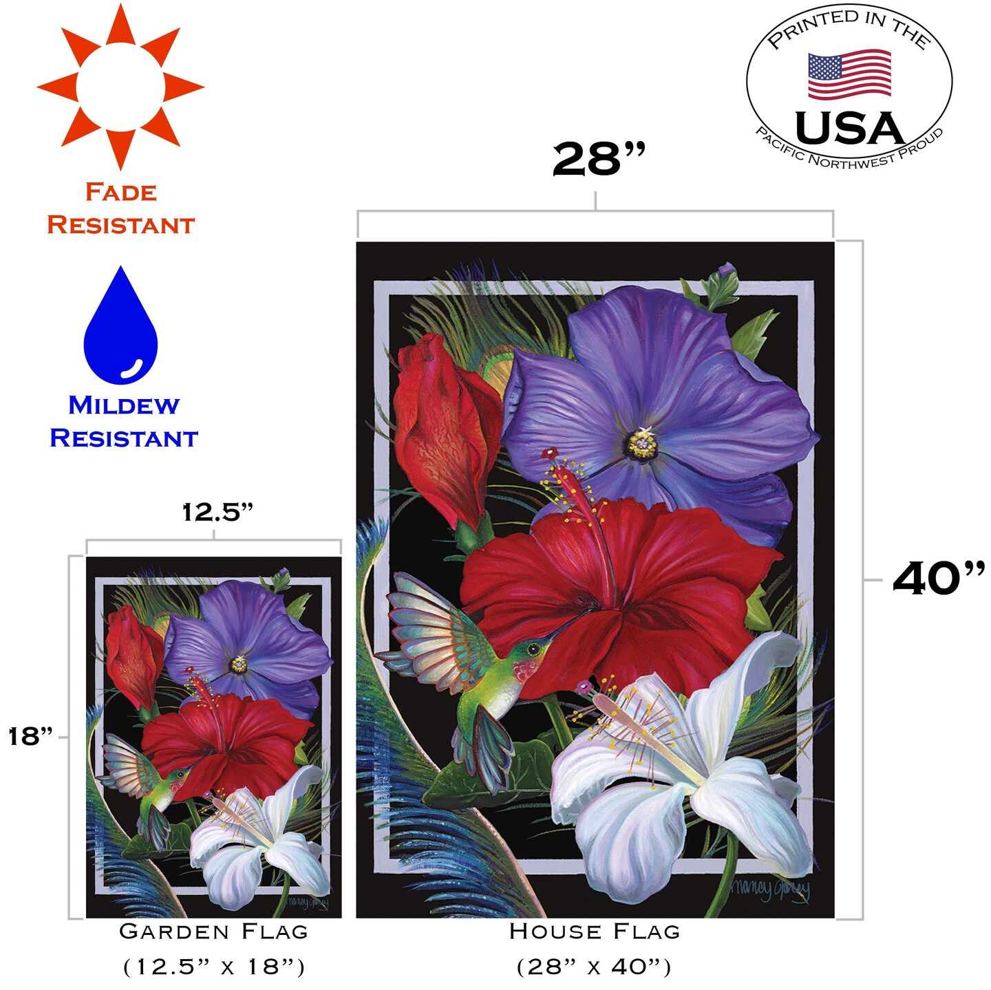 Hummingbird Hibiscus Decorative Flower Flag