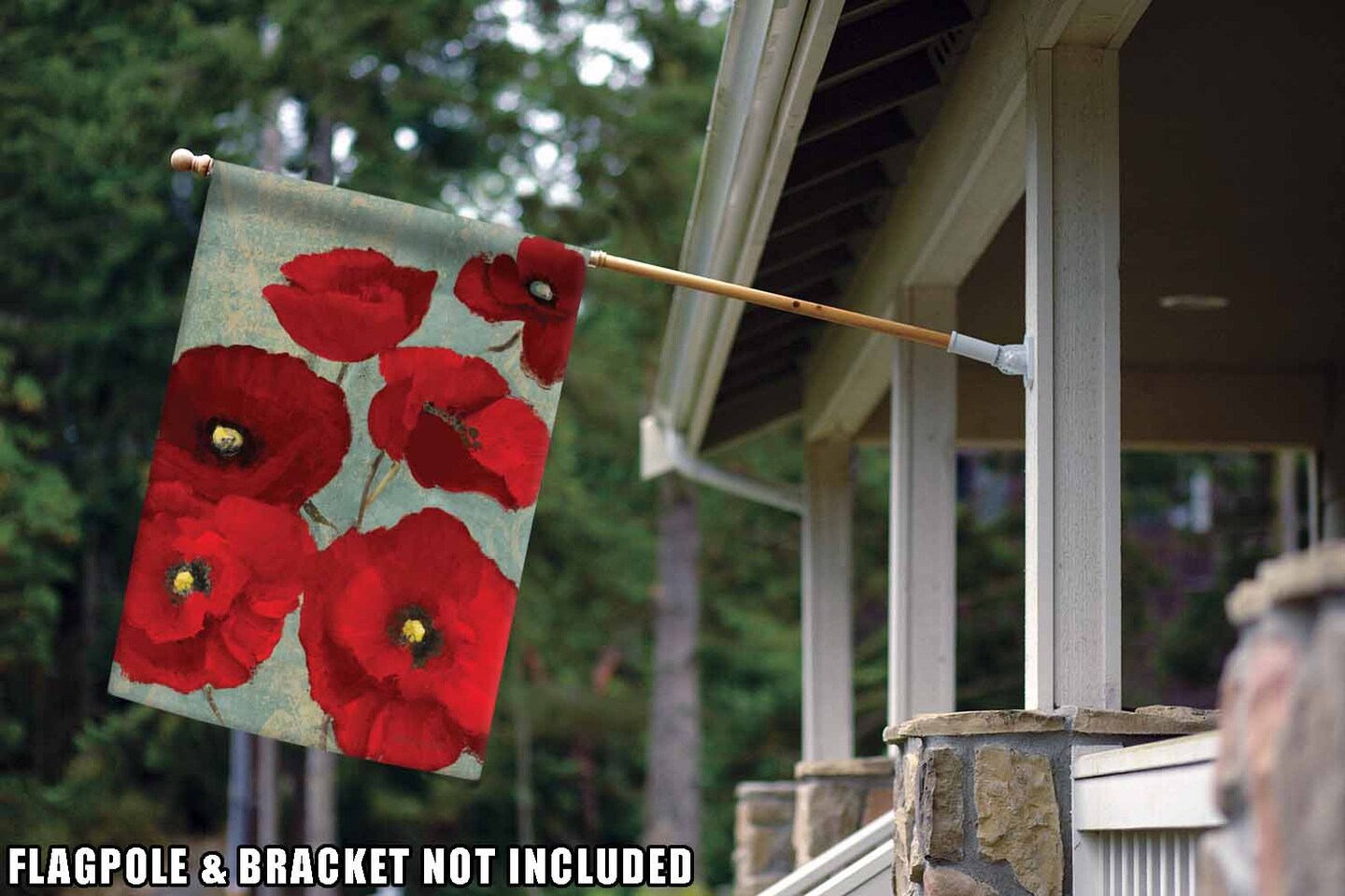 Red Painted Poppies Decorative Flower Flag