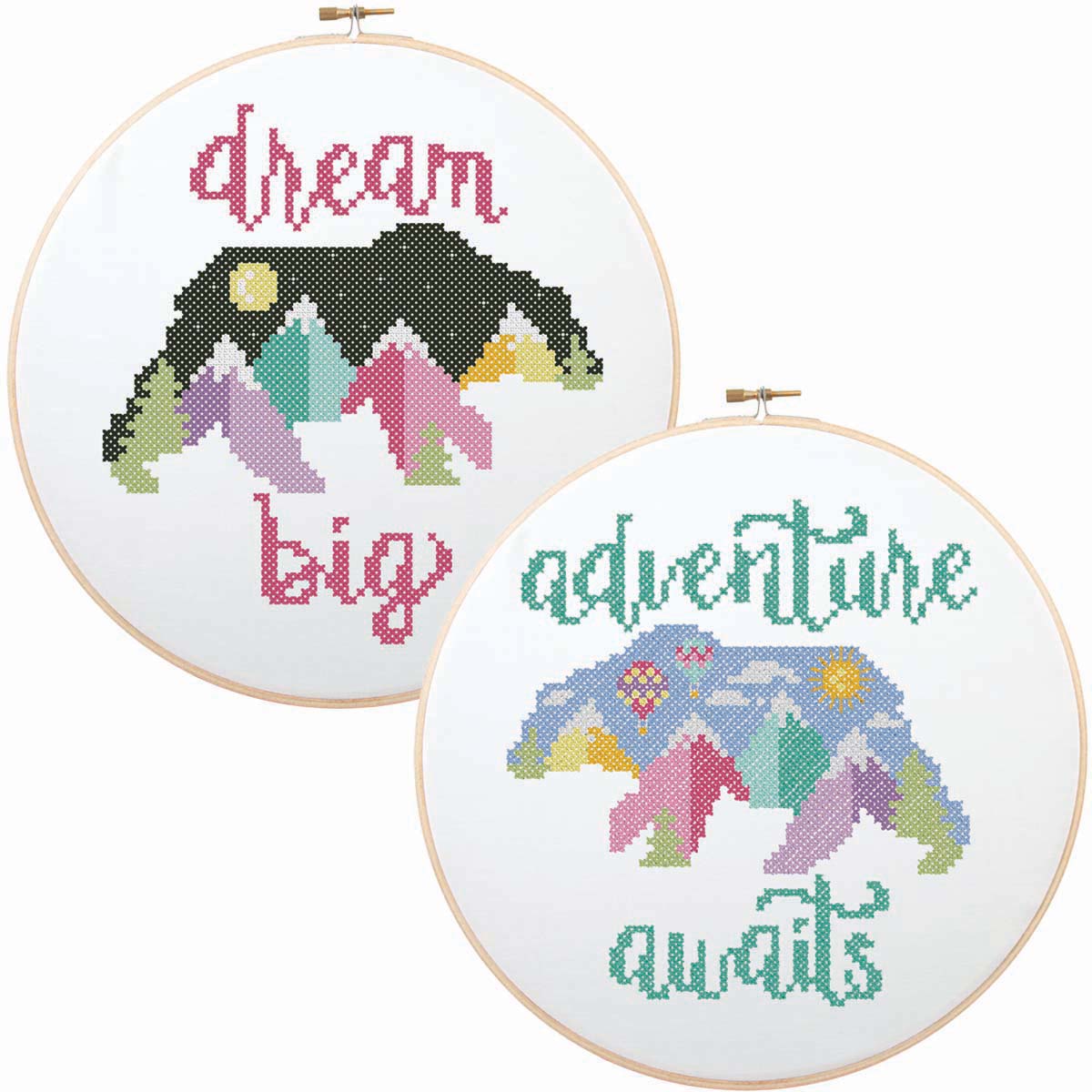 Herrschners  Big Adventures Hoops Stamped Cross-Stitch Kit