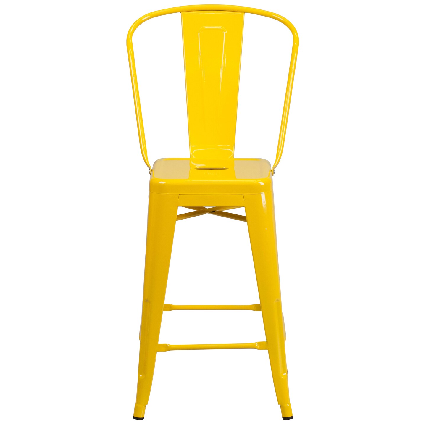 Merrick Lane Dothan Series Metal Stool with Removable Back for Indoor-Outdoor Use