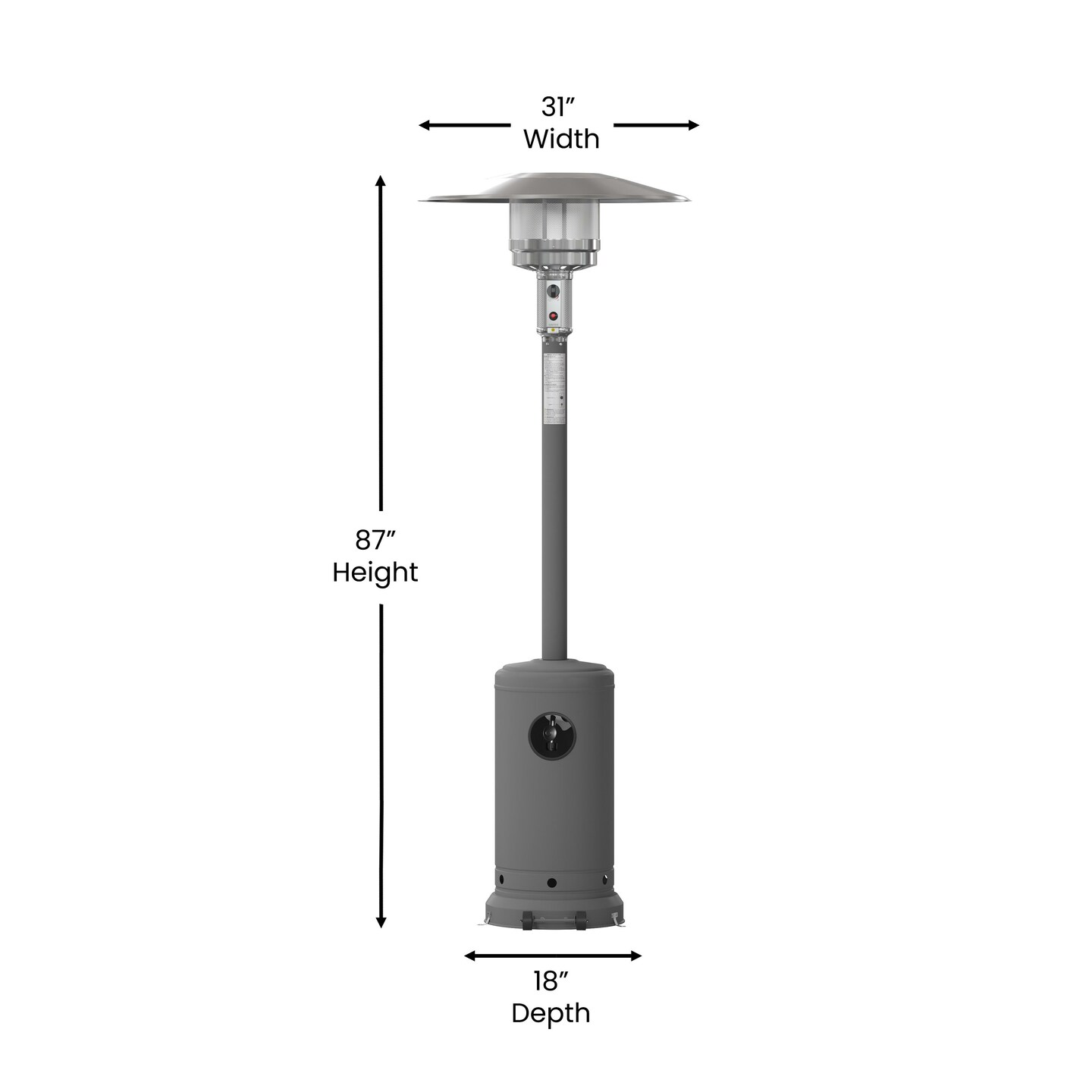 Merrick Lane Stainless Steel 7.5' Tall 40,000 BTU Outdoor Propane Patio Heater with Wheels