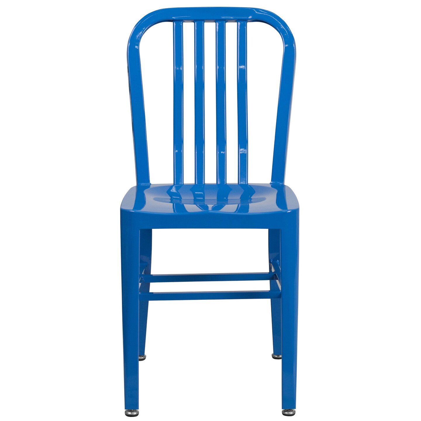 Merrick Lane Santorini 18 Inch Galvanized Steel Indoor/Outdoor Dining Chair with Slatted Back And Powder Coated Finish