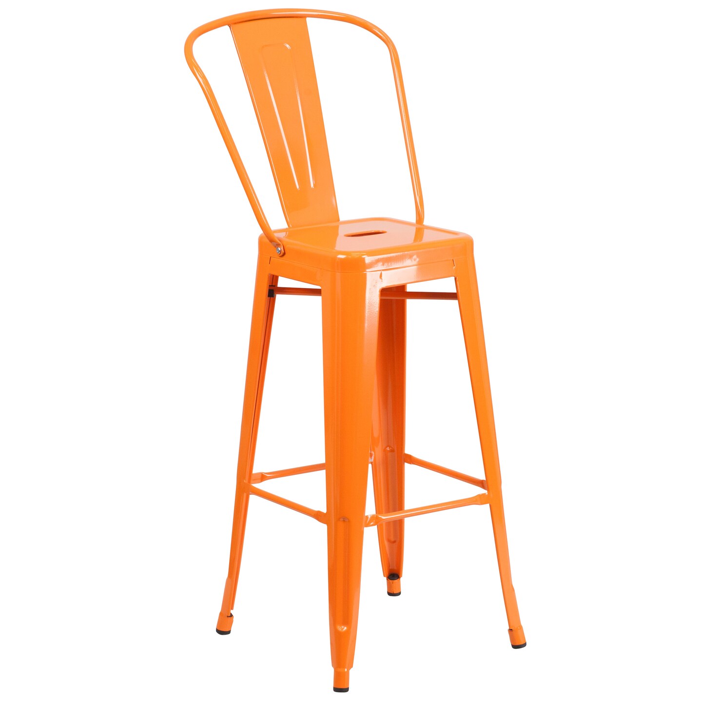 Merrick Lane Dothan Series Metal Stool with Removable Back for Indoor-Outdoor Use