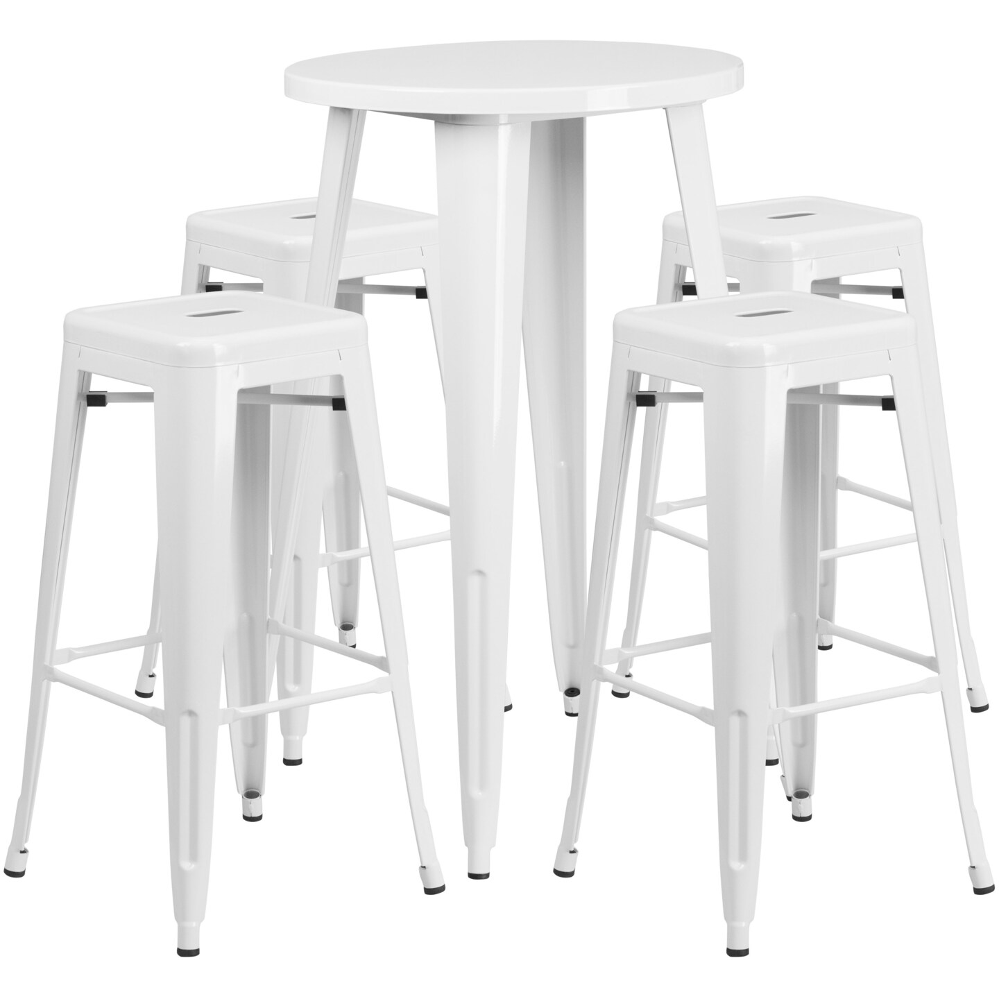 Merrick Lane Giosetta Patio Set with Table and Backless Stools - Powder Coated Metal Frames for Indoor and Outdoor Use