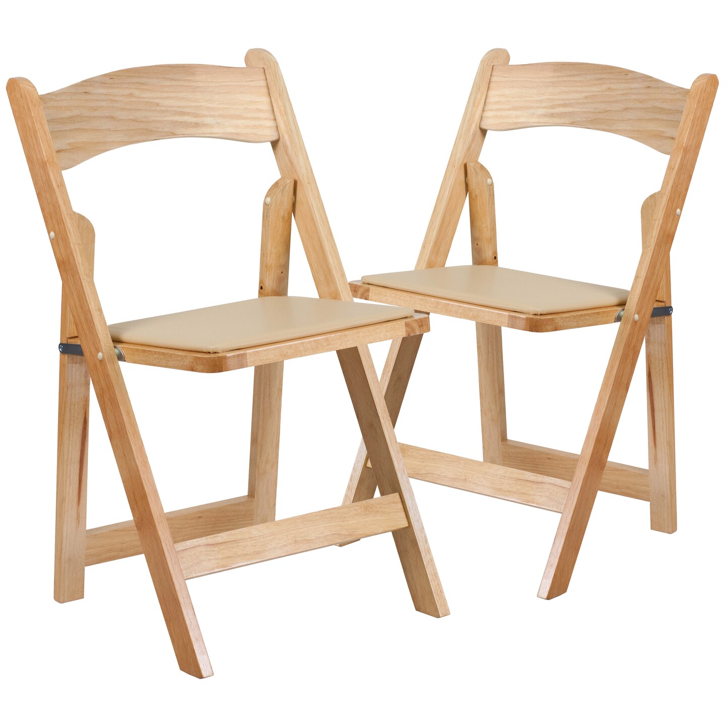 Emma and Oliver 2 Pack Wedding Party Event Wood Folding Chair with Vinyl Padded Seat