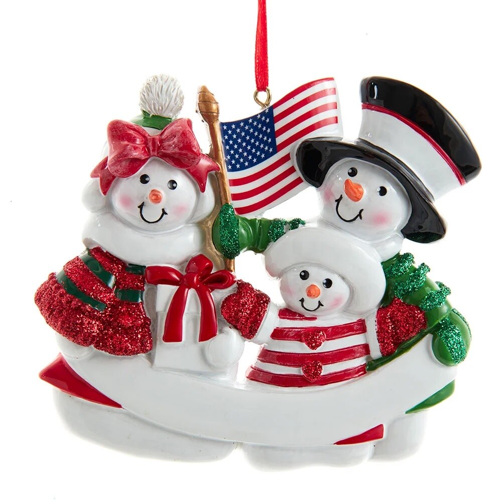 KSA Pack of 12 Personalized Patriotic Snowmen Christmas Ornaments 4" Michaels