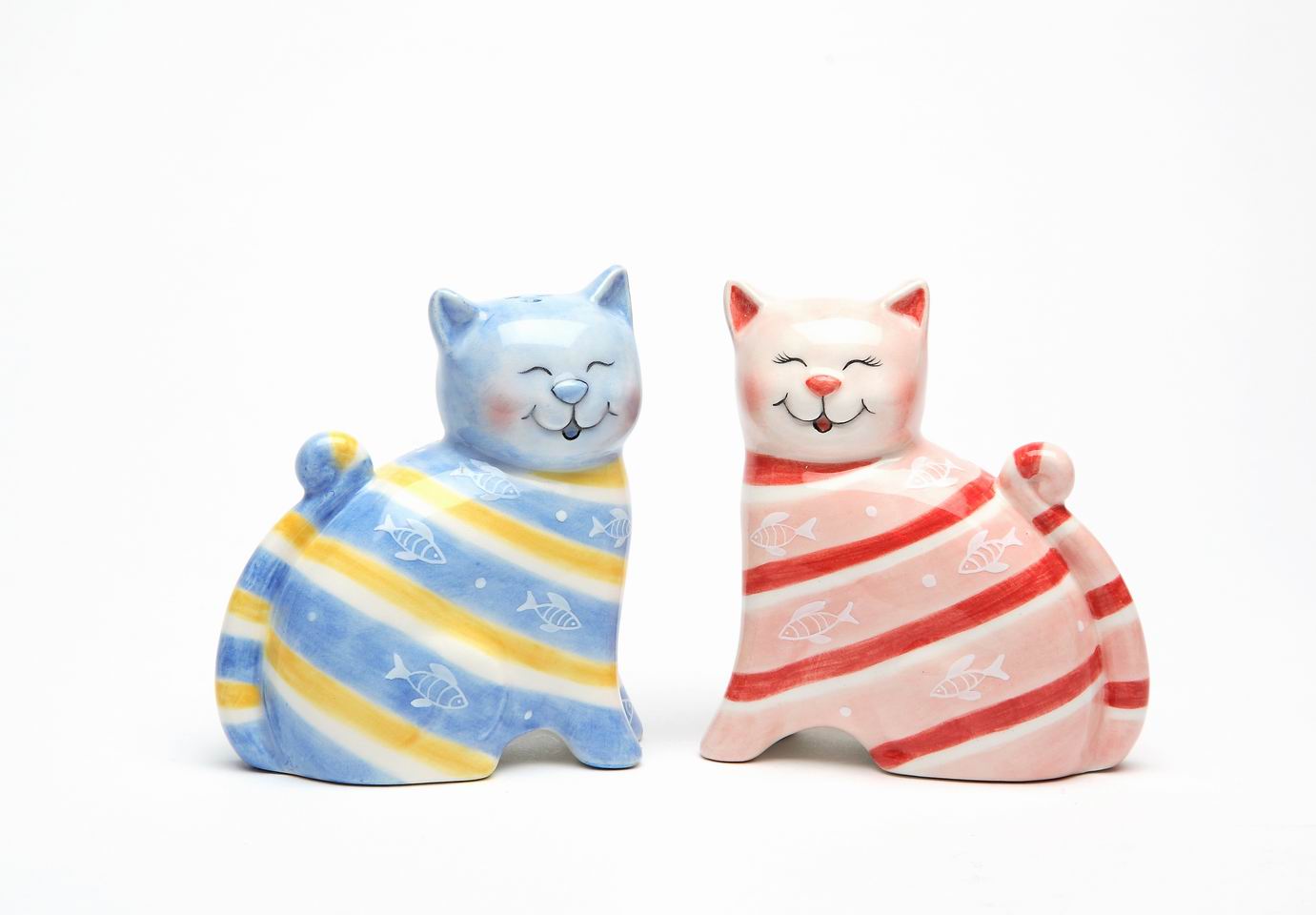 Ceramic Striped Cats Salt &#x26; Pepper Shakers, Home D&#xE9;cor, Gift for Her, Gift for Mom, Kitchen D&#xE9;cor, Cat Lovers Gift, Pet Loss Gift