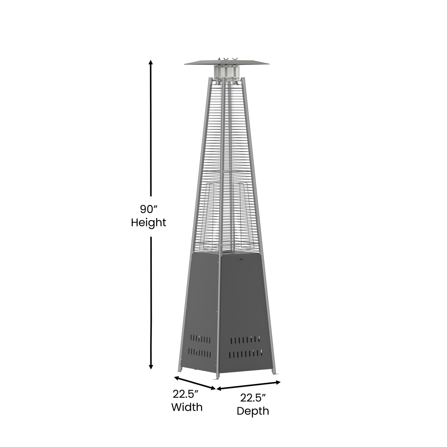 Merrick Lane Stainless Steel Pyramid Shape Portable Outdoor Patio Heater - 7.5 Feet Tall