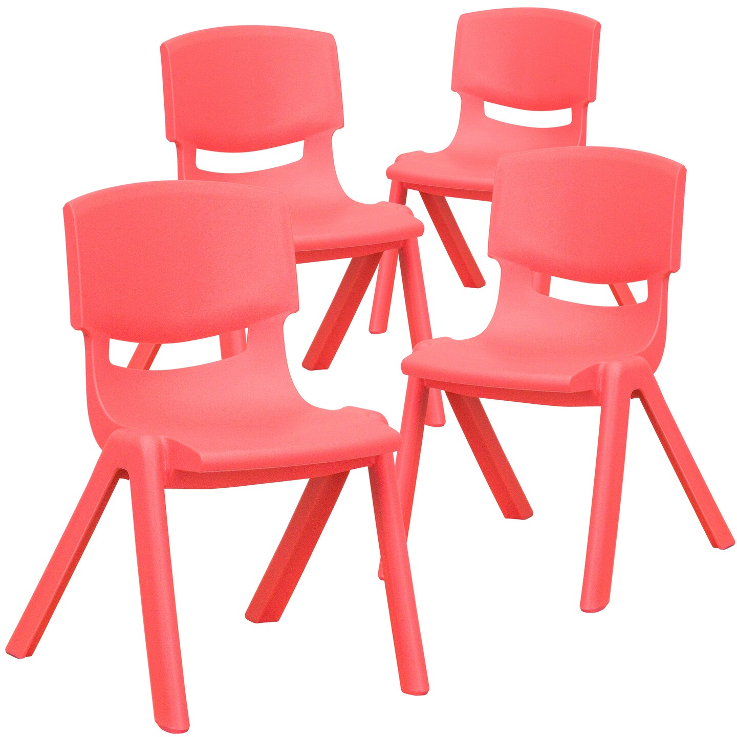 Emma and Oliver 4 Pack Plastic Stack School Chair with 12" Seat Height - Kids Chair