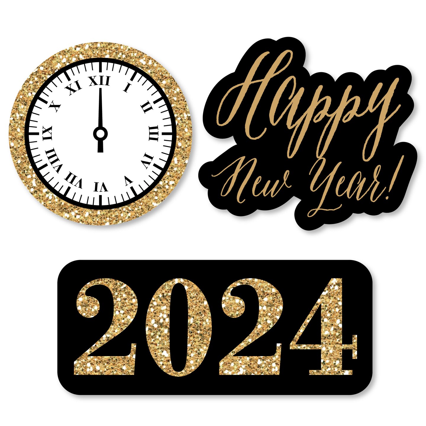 Big Dot of Happiness New Year&#x27;s Eve - Gold - DIY Shaped 2024 New Years Eve Party Cut-Outs - 24 Count