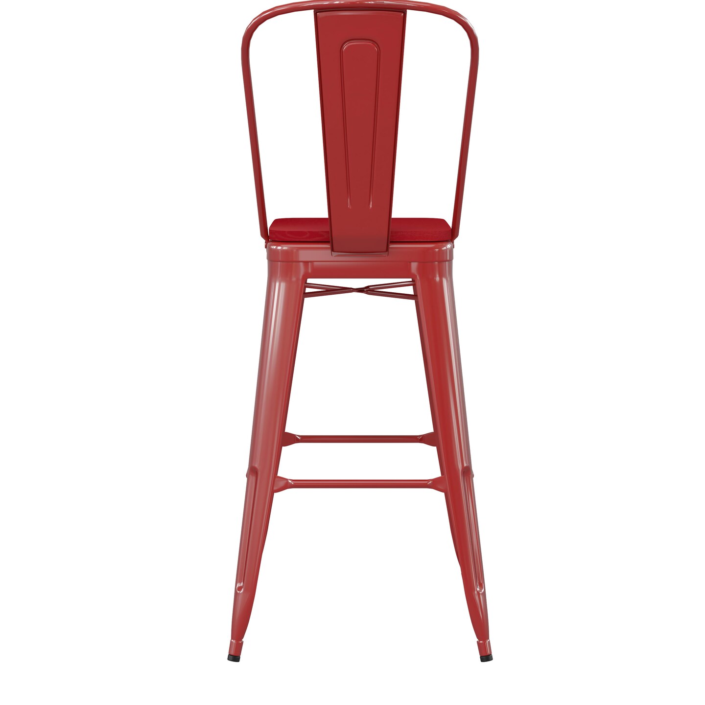 Emma and Oliver Kam Metal Indoor-Outdoor Stool with Removable Back and All-Weather Polystyrene Seat