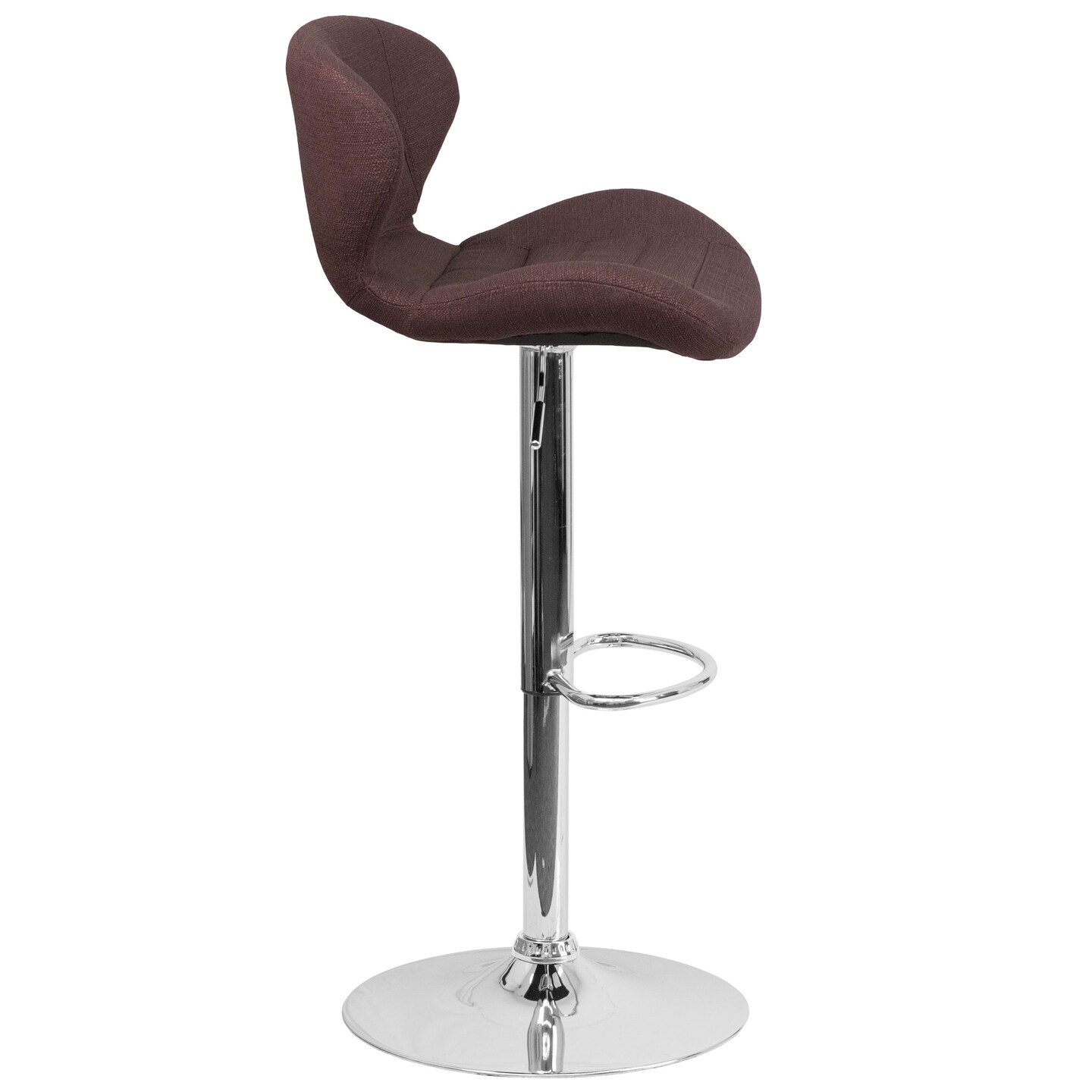 Merrick Lane Quincy Adjustable Height Barstool Contemporary Bar Height Stool with Curved Back and Metal Base with Footrest