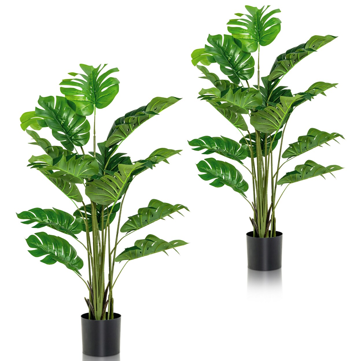 2-Pack 5 Ft Artificial Tree Potted Fake Faux Monstera Deliciosa Plant Home Office