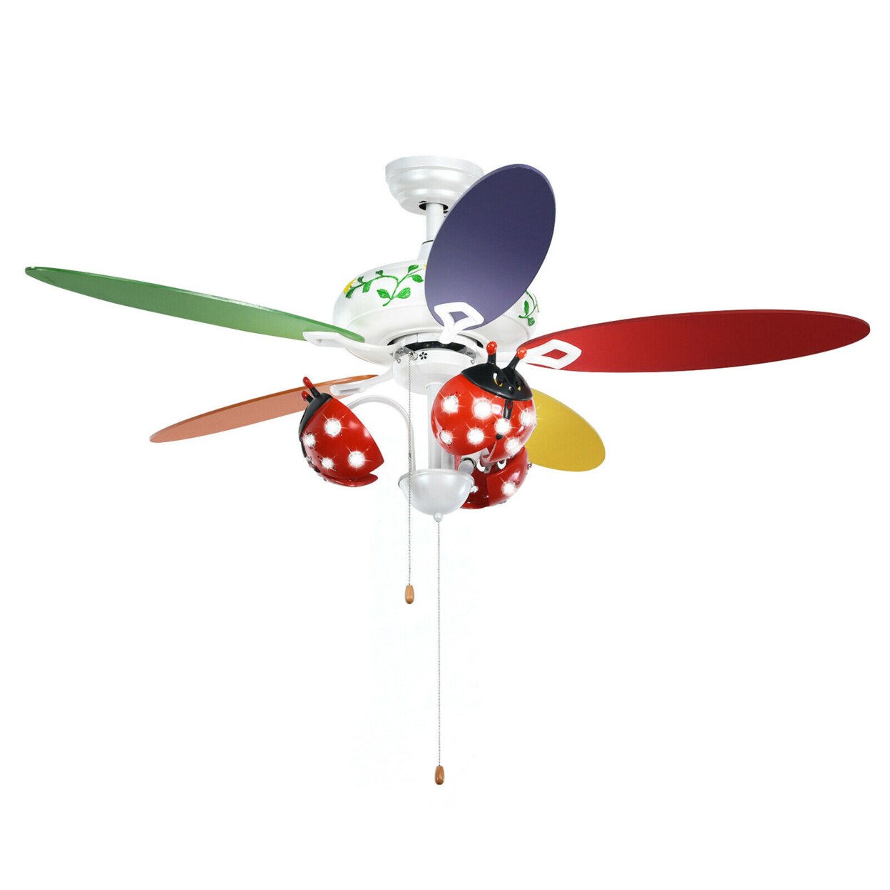 52 Ceiling Fan With Light Kids Fan Light W/Pull Chain Control Beetle Multicolor