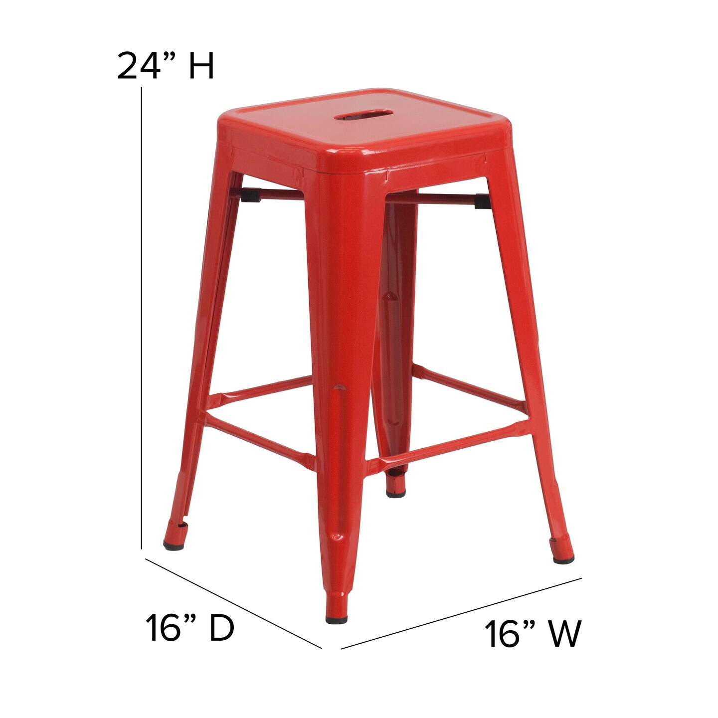 Emma and Oliver Kam Backless Metal Indoor-Outdoor Stool with All-Weather Polystyrene Seat