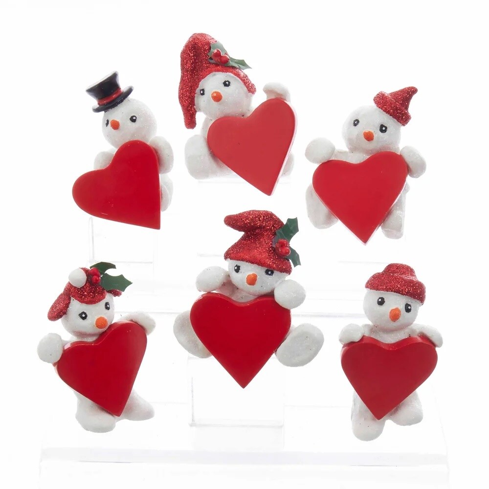 KSA Pack of 24 Snowman Heart Christmas Fridge Magnet 11.5"