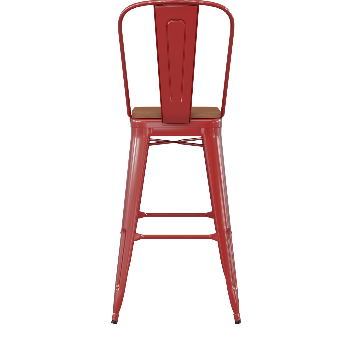 Emma and Oliver Kam Metal Indoor-Outdoor Stool with Removable Back and All-Weather Polystyrene Seat