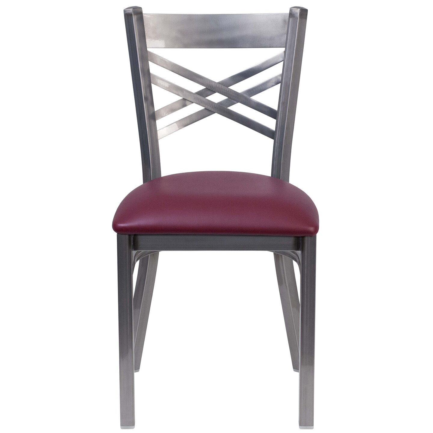 Emma and Oliver Clear Coated "X" Back Metal Restaurant Dining Chair