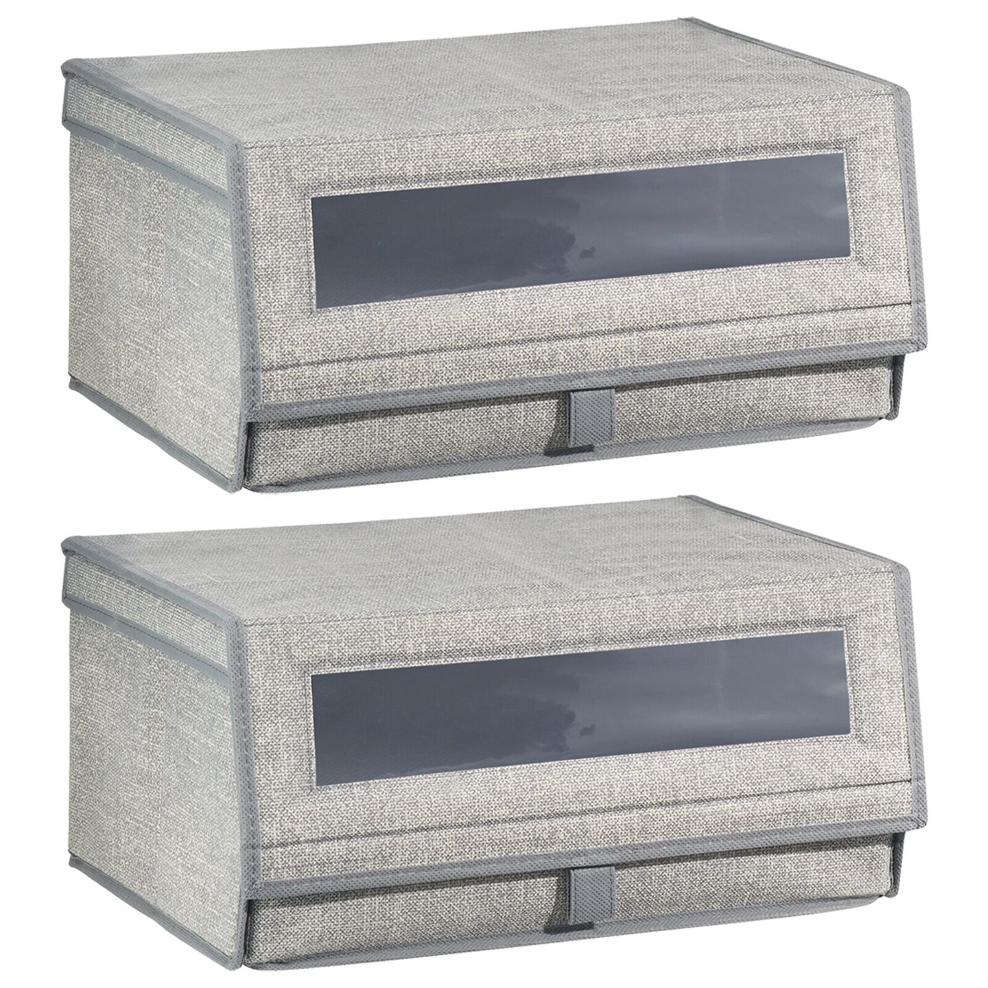 mDesign Stackable Fabric Closet Storage Shoe Box - Large