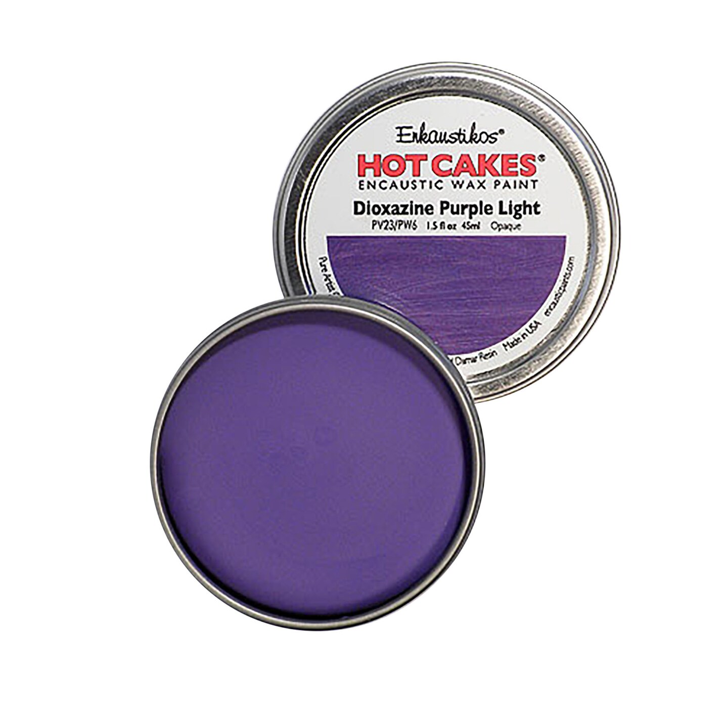 Enkaustikos Hot Cake Encaustic Wax Paint, 1.5 oz. Tin, Dioxazine Purple Light