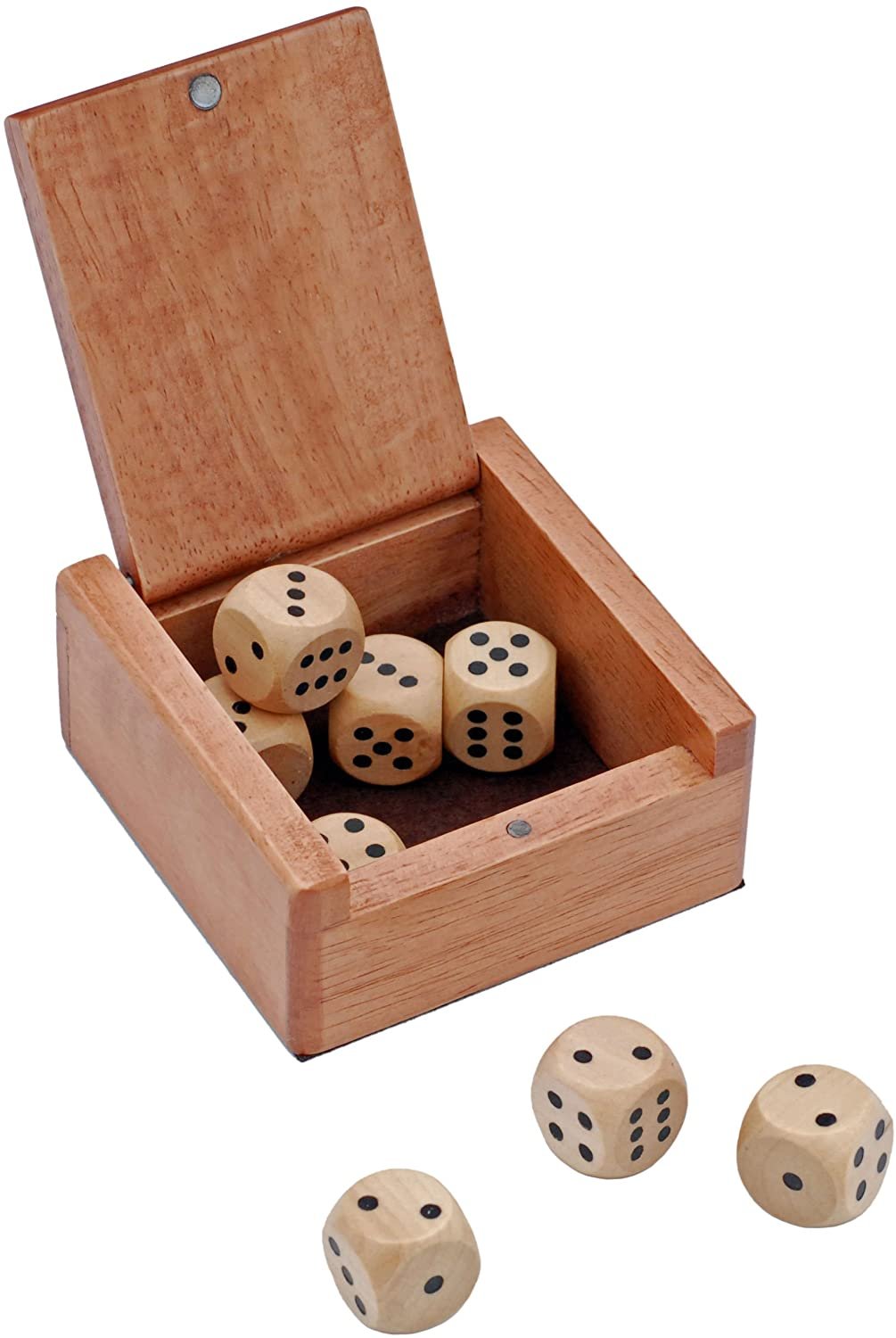 WE Games Wooden Dice Box and 8 Wooden Dice
