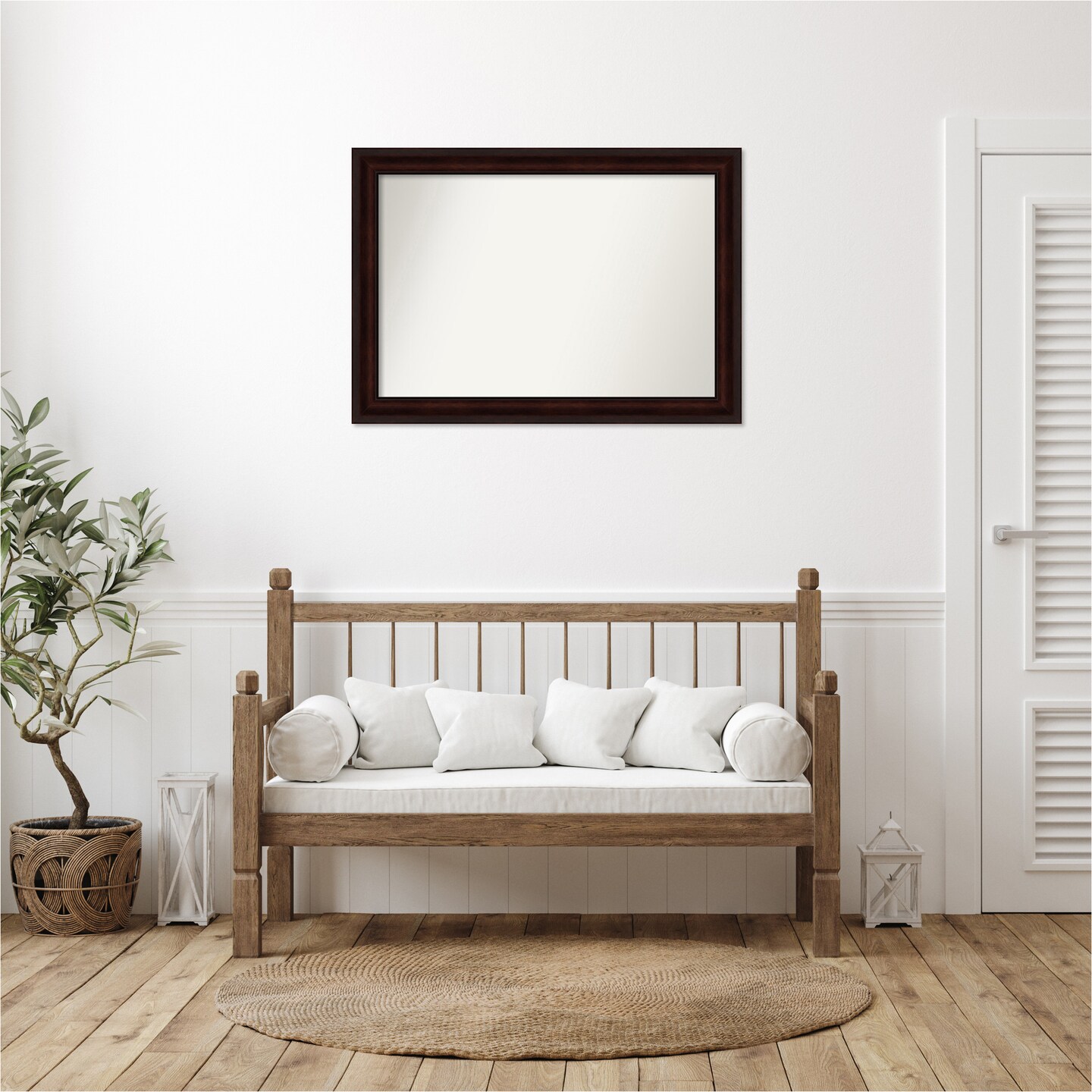 Coffee Bean Brown Non-Beveled Custom Framed Bathroom Vanity Wall Mirror